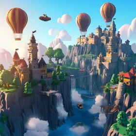 Whimsical Cliffside Castles with Balloons