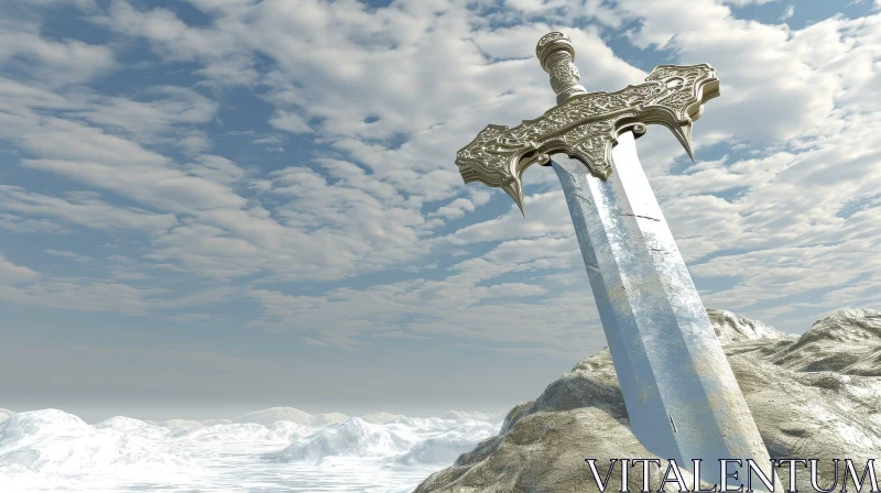 Enchanting Sword in Rock - A Captivating Fantasy Image AI Image