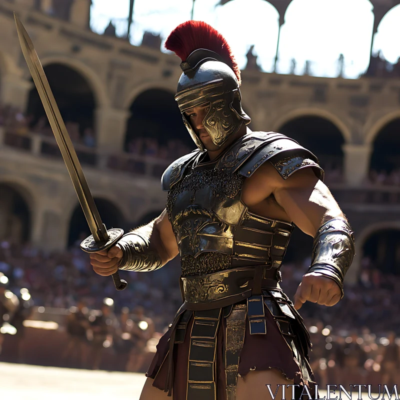 AI ART Ancient Gladiator with Sword in Colosseum