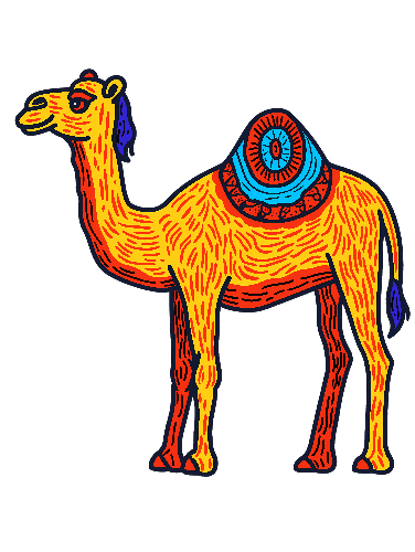 POD Design Intricate Vector Illustration of a Camel on Transparent Background