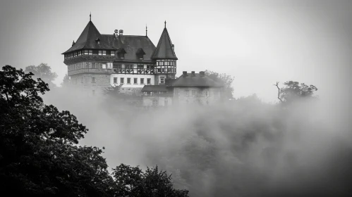 Neuschwanstein Castle: A Mysterious Black and White Image