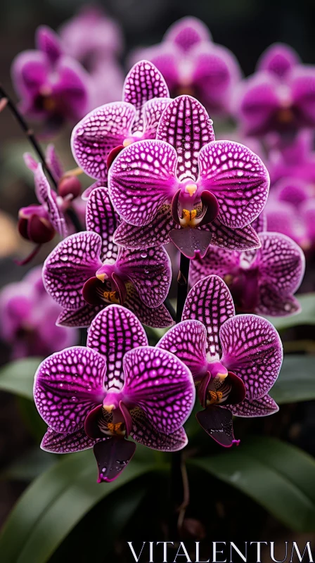 Strikingly Patterned Purple Orchids: A Fusion of Bold Colors AI Image