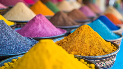 Vibrant Colored Powders at a Market | Orientalist Imagery