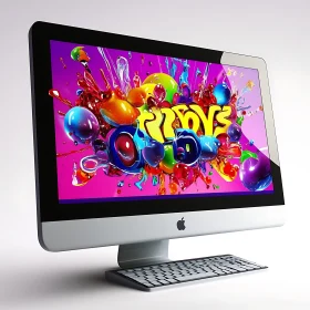 Abstract Digital Artwork on Computer