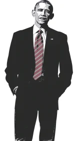 Thoughtful Barack Obama in Minimalistic Art