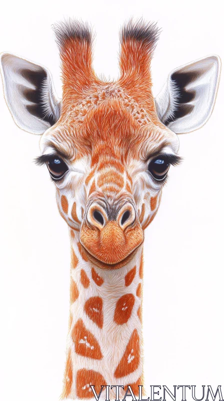 Giraffe Close-Up Art AI Image