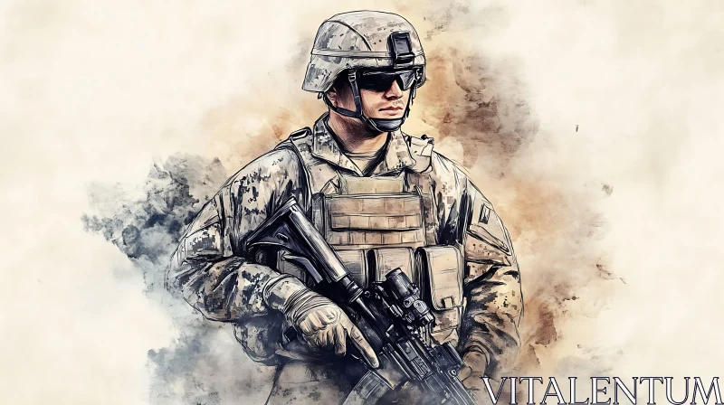 Armed Forces Watercolor Portrait AI Image