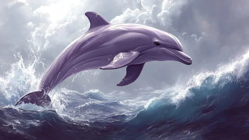 Dolphin in Motion Over Waves