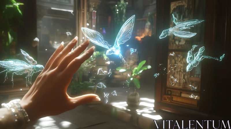 AI ART Glowing Fairies and Human Touch