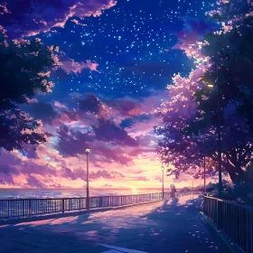 Twilight Promenade by the Sea