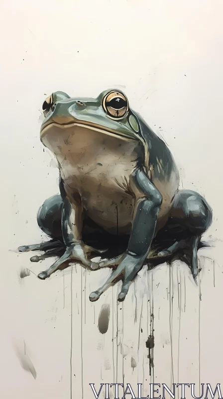 AI ART Blue Frog Art Close-Up