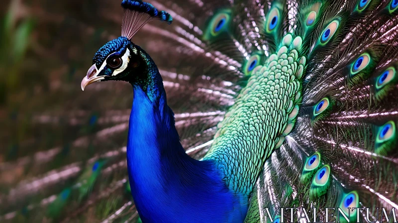 Peacock's Iridescent Plumage AI Image