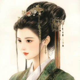Portrait of a Woman in Traditional Chinese Dress