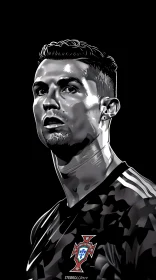 Cristiano Ronaldo Stylized Monochrome Portrait