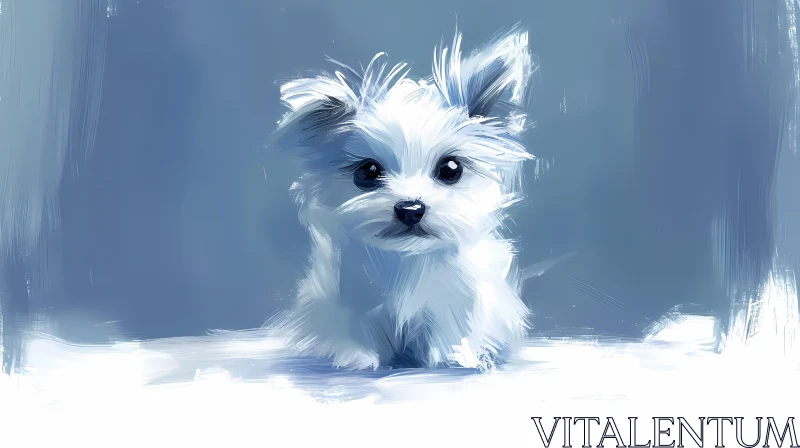 Cute Fluffy Puppy Art AI Image