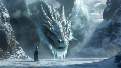 Winter Dragon and Lone Figure