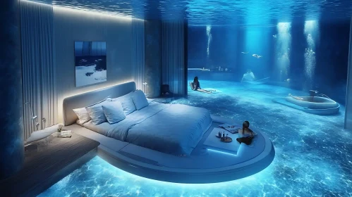 Serene Aquatic Ambiance in Underwater Bedroom