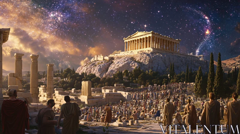 Parthenon Under Starry Skies AI Image