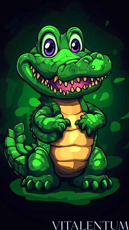 Charming Cartoon Crocodile Art AI Image