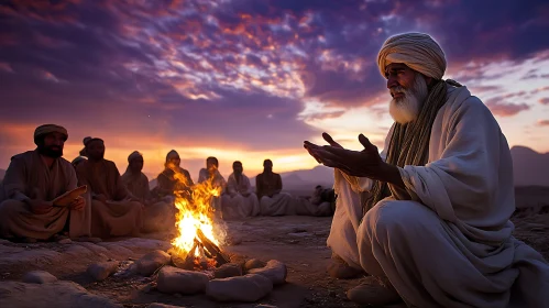 Desert Campfire Stories at Sunset