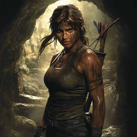 Female Adventurer in Cave