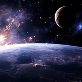 Celestial Space View with Planets