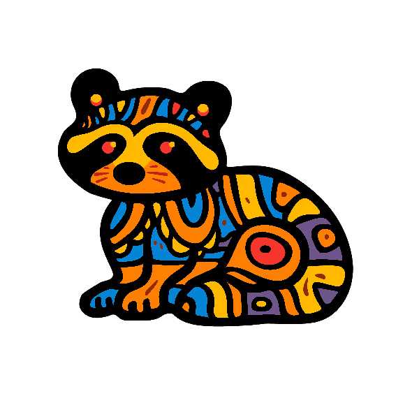 Vibrant Patterned Raccoon Design POD Design