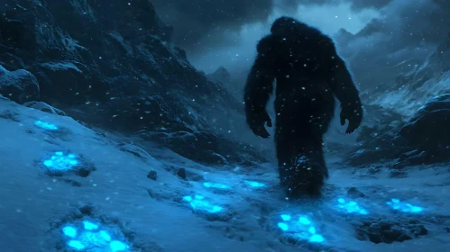 Glowing Footprints in the Winter Wilderness