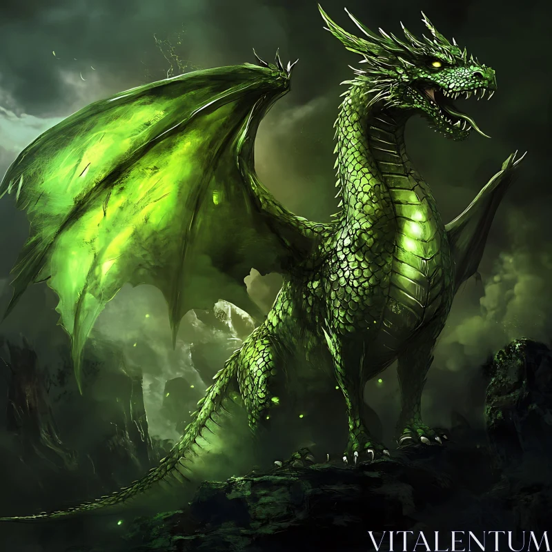 AI ART Verdant Dragon: Guardian of the Storm