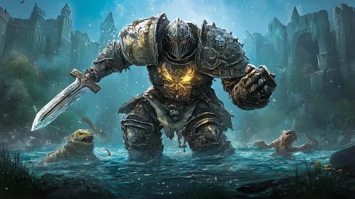 Armored Knight and Water Creatures