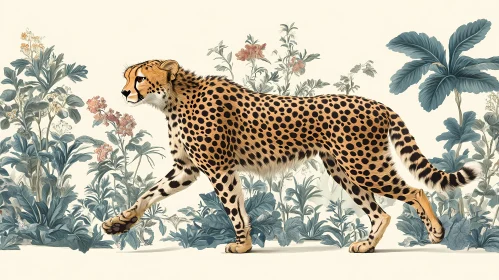 Cheetah amidst Botanical Beauty