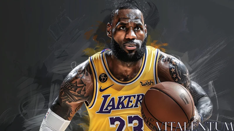 AI ART LeBron James Lakers Portrait