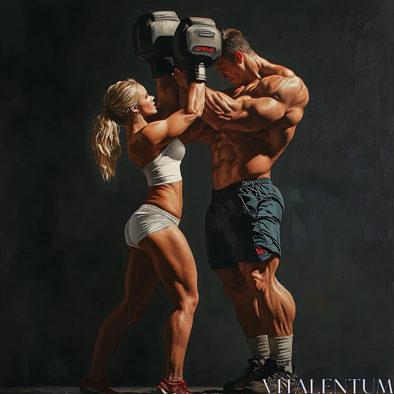 Power Couple: Weightlifting Together AI Image