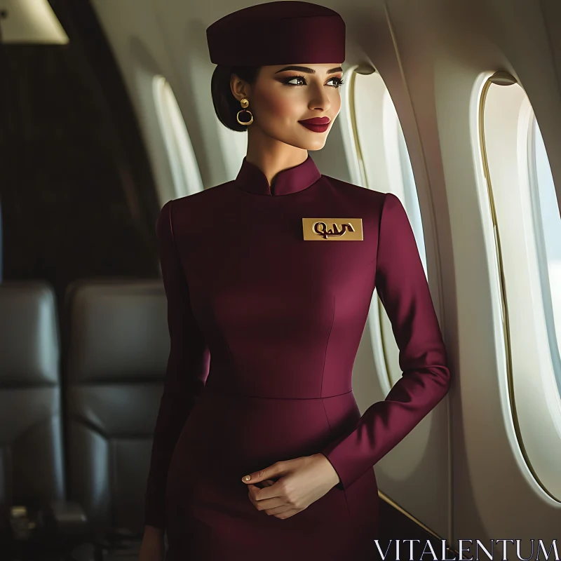 Airplane Cabin Flight Attendant AI Image