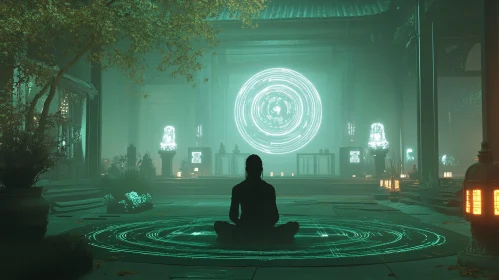 Zen Meditation in Ethereal Oriental Garden