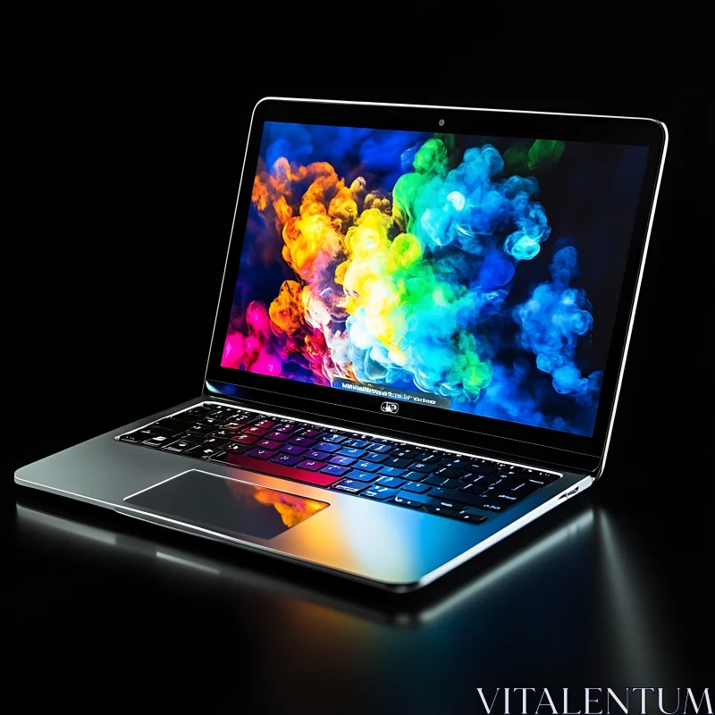 Stylish Laptop with Vibrant Screen Display AI Image