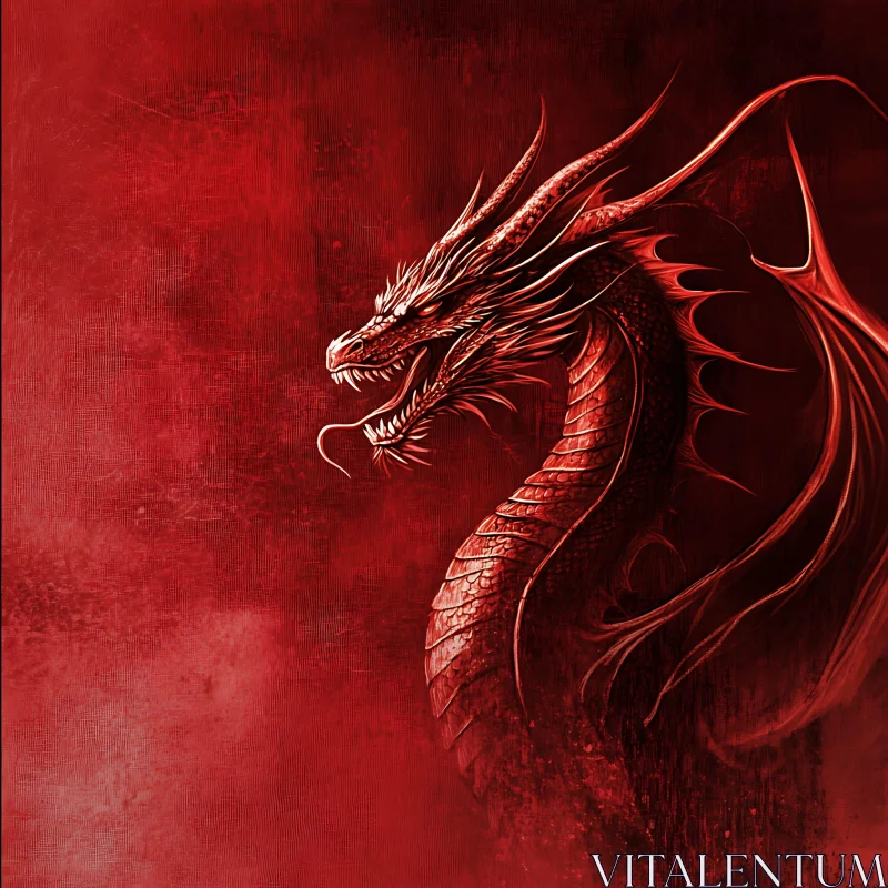 AI ART Crimson Dragon: Mythical Beast Artwork