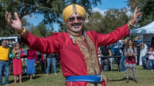 Festive Man Portrait in Cultural Garb