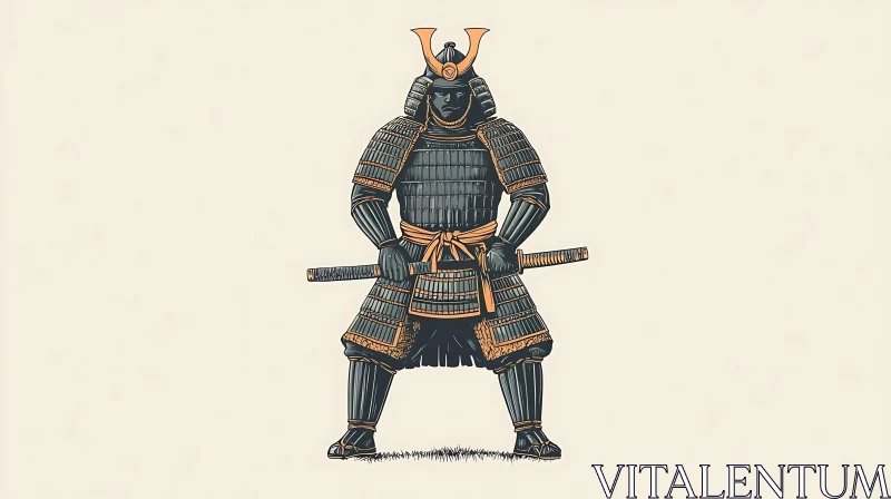 AI ART Armored Samurai Warrior with Sword