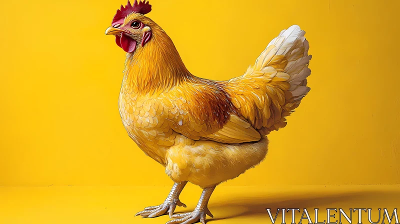 Stately Yellow Plumage Chicken AI Image