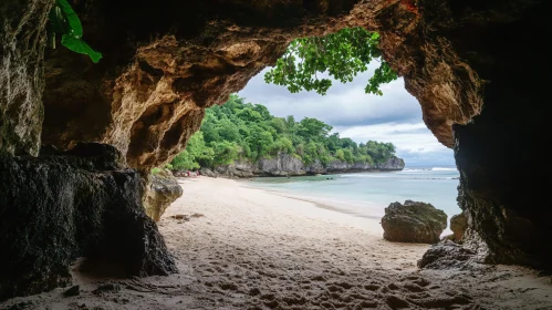 Tropical Beach from Cave Perspective