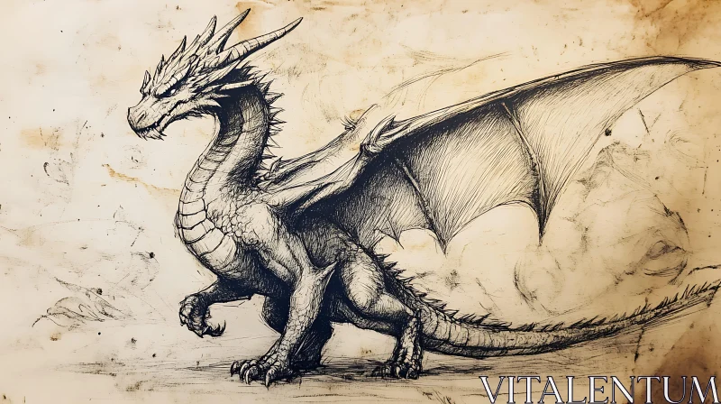 AI ART Detailed Dragon Illustration with Large Wings