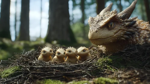 Dragon Family in the Forest