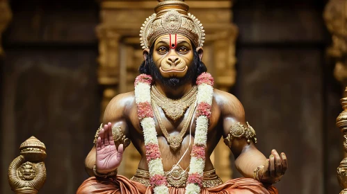 Hanuman Deity Statue in Meditative Pose