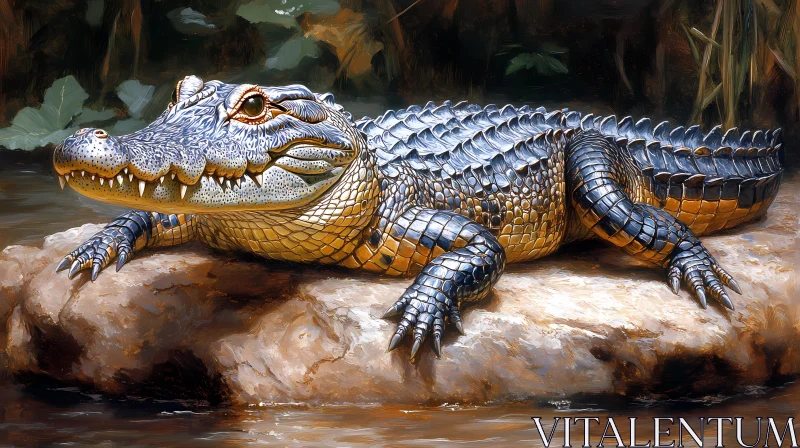 Alligator Resting in Nature AI Image