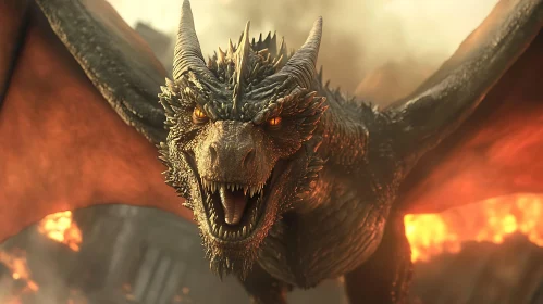 Fearsome Dragon with Fiery Wings