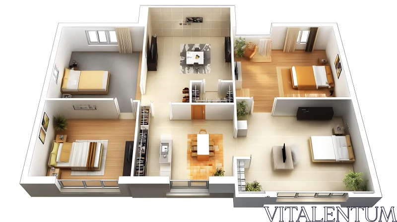 Apartment Interior Layout Visualization AI Image