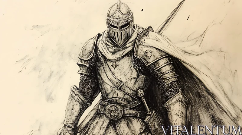 AI ART Armored Knight Drawing