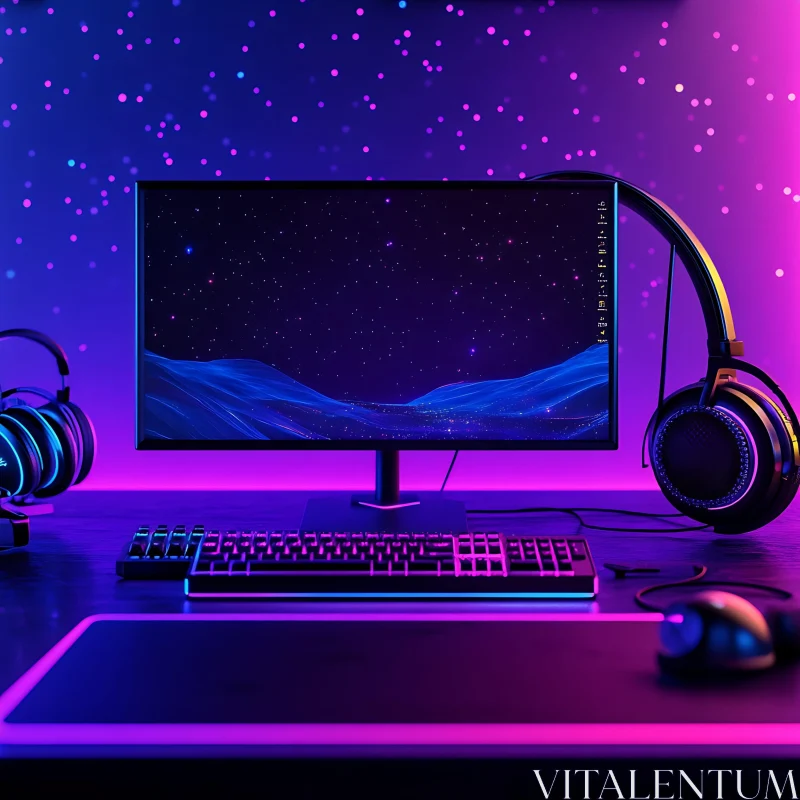 Ultimate RGB Gaming Desk Configuration AI Image