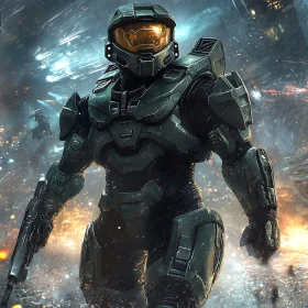 Futuristic Soldier in Combat